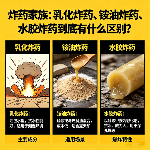 仙游炸药家族：乳化炸药、铵油炸药、水胶炸药到底有什么区别？